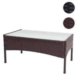 Havebord - brunmeleret polyrattan glasbord - havembler