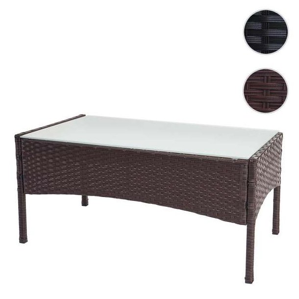 Havebord - brunmeleret polyrattan glasbord - havembler