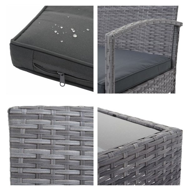 Polyrattan loungest - lounge havembelst i 4 dele - gr 2-1-1