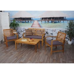 Havembelst 4 dele med hynder massivt akacietr - loungest