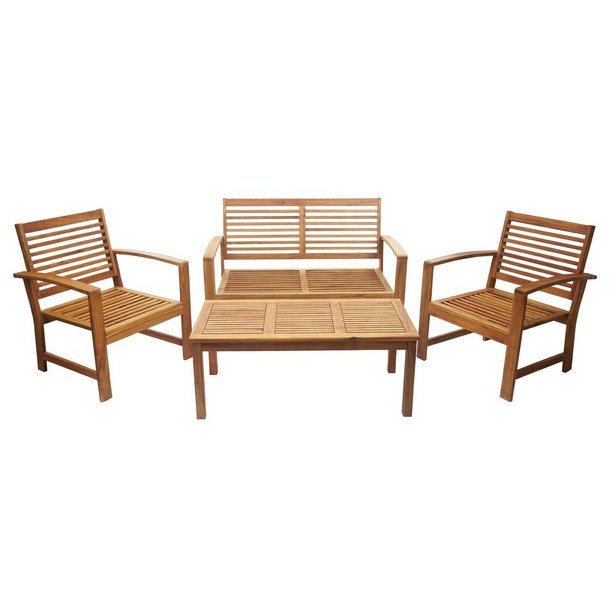 Havembelst 4 dele med hynder massivt akacietr - loungest