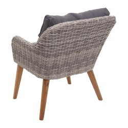 Loungest og havembelst - gr polyrattan havembler med mrke hynder