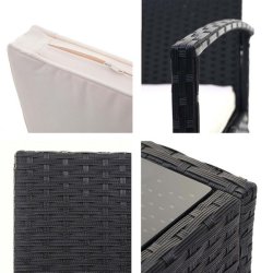 Polyrattan loungest - lounge havembelst i 4 dele - sort 2-1-1