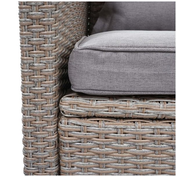 Havem�bels�t - gr�brune polyrattan havem�bler med gr�brune hynder