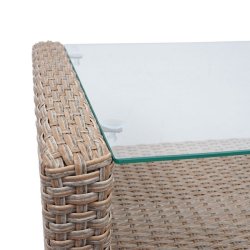 Havem�bels�t - gr�brune polyrattan havem�bler med gr�brune hynder