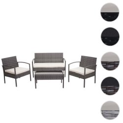 Polyrattan loungest - lounge havembelst i 4 dele - gr 2-1-1