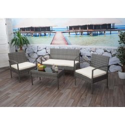 Polyrattan loungest - lounge havembelst i 4 dele - gr 2-1-1