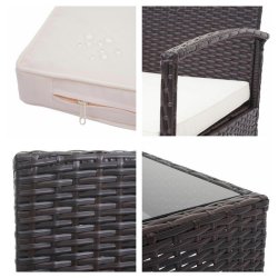 Polyrattan loungest - lounge havembelst i 4 dele - brun 2-1-1