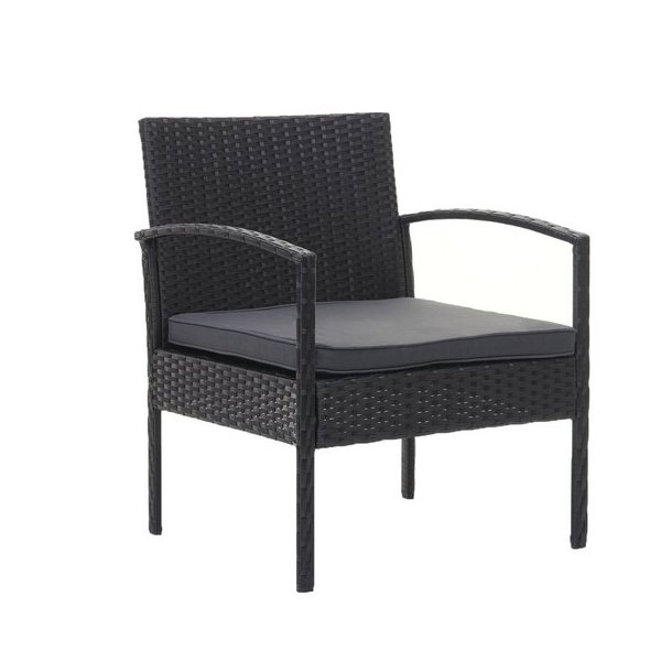 Polyrattan loungest - lounge havembelst i 4 dele - sort 2-1-1