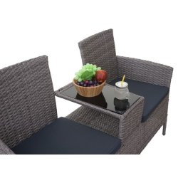 Polyrattan havebnk med bord - gr 2 personers havesofa 132 cm