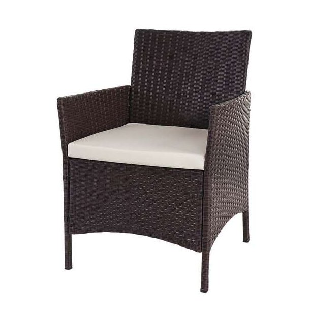 Havestole - 2 brunmeleret polyrattan havestole med creme hynder