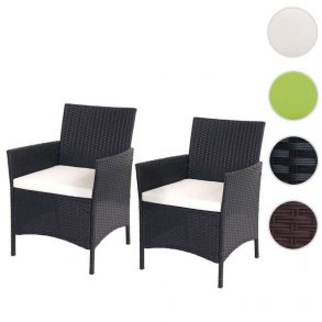 Havestole - 2 sorte polyrattan havestole med creme hynder