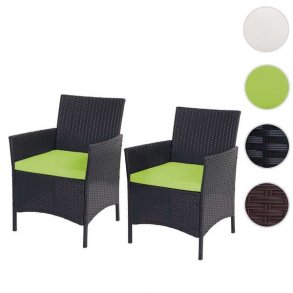 Havestole - 2 sorte polyrattan havestole med gr�nne hynder