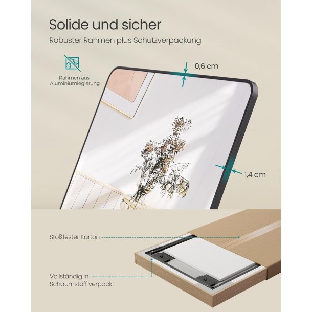 Helkropsspejl 120 x 40 cm - ophngt helfigur spejl