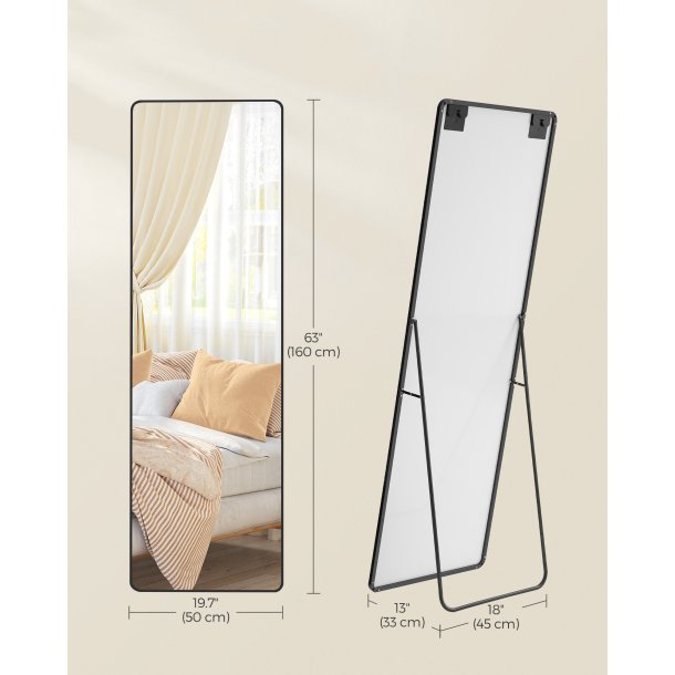 Helkropsspejl 160 x 50 cm - rektangulrt helfigur spejl