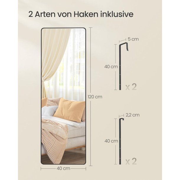 Helkropsspejl 120 x 40 cm - ophngt helfigur spejl