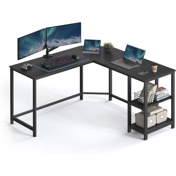 Hj�rneskrivebord - L-formet skrivebord - sort 138 x 138 x 76