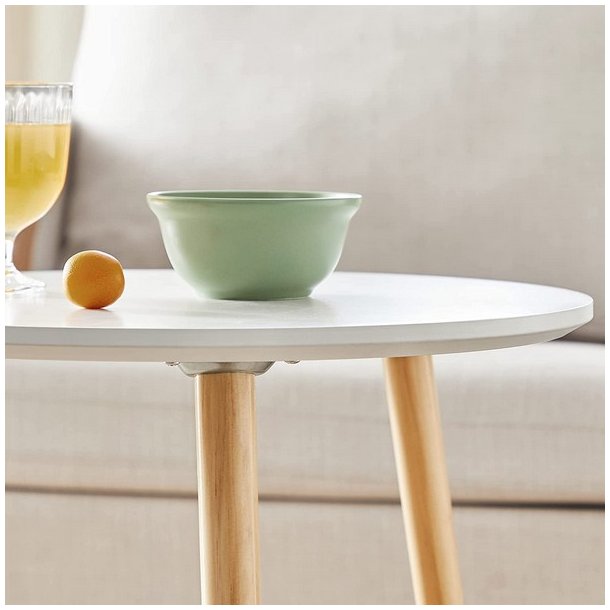 Indskudsborde - 2 runde sideborde - hvid/brun sofabordss�t