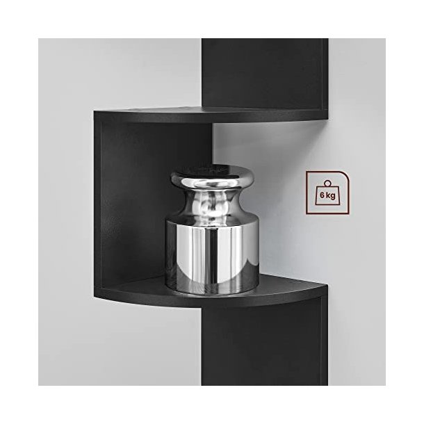 Hj�rnereol - v�gh�ngt bogreol med 5 hylder - sort reol