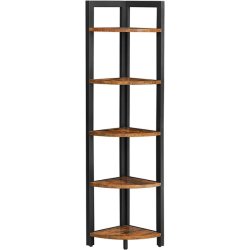 Hjrnereol - stigereol i industrielt design - rustik brun reol