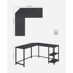 Hj�rneskrivebord - L-formet skrivebord - sort 138 x 138 x 76