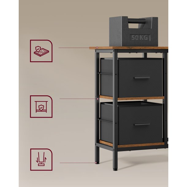 Hjrneskrivebord med skrmstativ - rustik brun 105x115