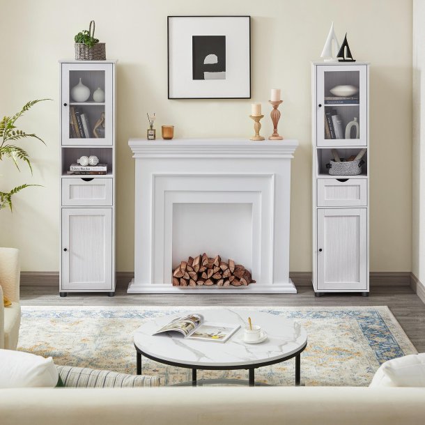 Badevrelsesskab - opbevaringsskab - gulvreol - hvid 40x30x165