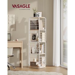 Reol - 360&deg; roterbar bogreol - hvid gulvreol - 43 x 43 x 158