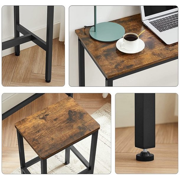 Barbord med 2 skamler - h�jbord med 2 barstole - rustik brun