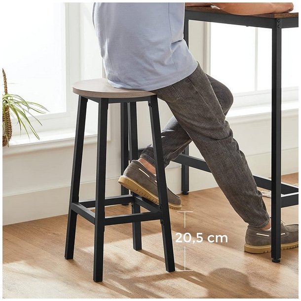 Barstol i industrielt design - s�t med 2 barstole - gr� beige