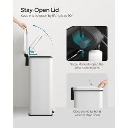 Skraldespand 40 liter - pedalspand med soft close l�g - hvid