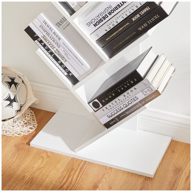 Reol med hylder til b�ger - bogreol - hvid 50 x 25 x 142