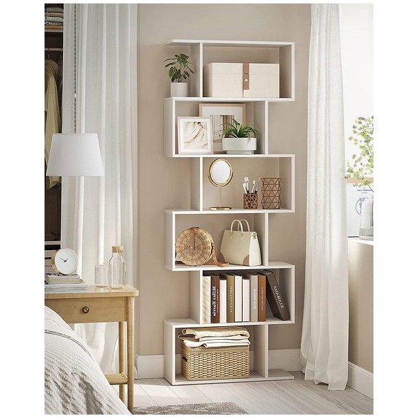 Reol - bogreol i industrielt design - hvid 190 x 24 x 70