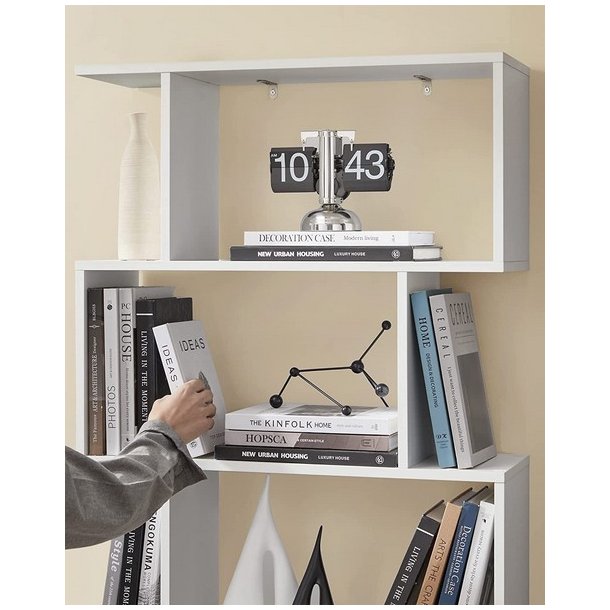 Reol - bogreol i industrielt design - hvid 190 x 24 x 70