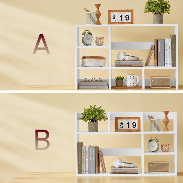 Hylde til skrivebord - skrivebordshylde - hvid