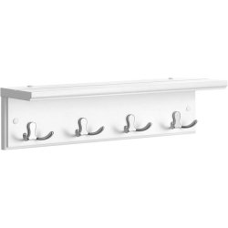 Knagerkke i tr med hattehylde og 4 dobbeltknager - hvid