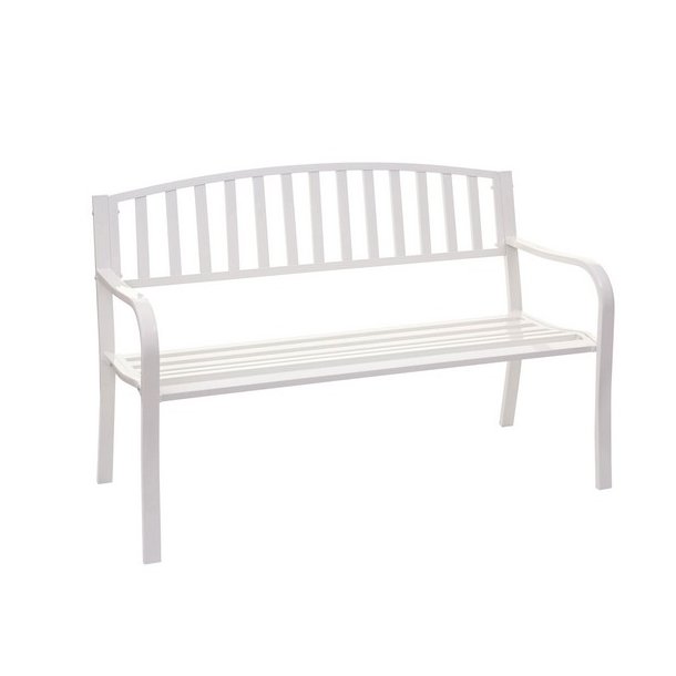 Stlbnk - hvid parkbnk og havebnk i pulverlakeret stl