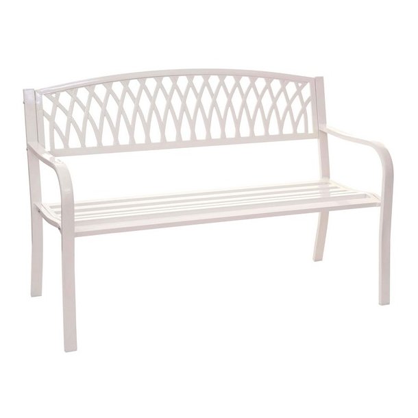 Parkbnk - stlbnk i pulverlakeret stl ~ hvid havebnk