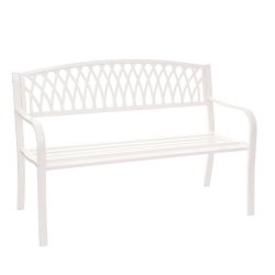 Parkbnk - stlbnk i pulverlakeret stl ~ hvid havebnk