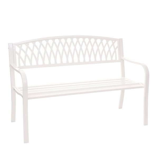 Parkbnk - stlbnk i pulverlakeret stl ~ hvid havebnk