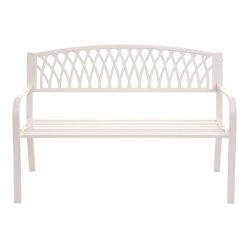 Parkbnk - stlbnk i pulverlakeret stl ~ hvid havebnk