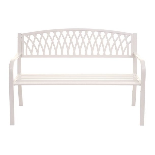 Parkbnk - stlbnk i pulverlakeret stl ~ hvid havebnk