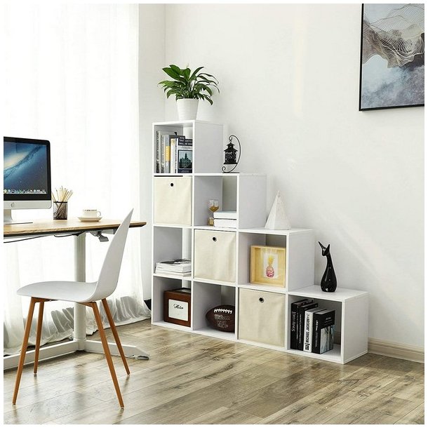 Rumdeler - fritst�ende bogreol i tr� - hvid 130 x 29 x 130