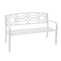 Parkbnk og havebnk - hvid stlbnk i pulverlakeret stl