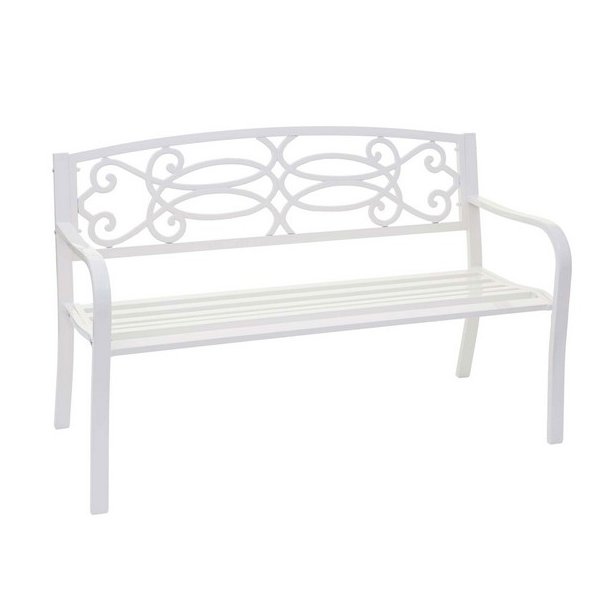 Parkbnk og havebnk - hvid stlbnk i pulverlakeret stl