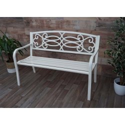 Parkbnk og havebnk - hvid stlbnk i pulverlakeret stl