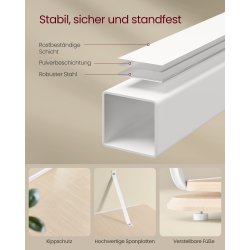 Reol - 360&deg; roterbar bogreol - hvid gulvreol - 43 x 43 x 158