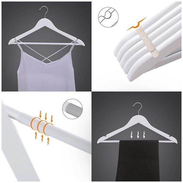 T�jb�jler med buksestang - 20 stk hvide tr�b�jler til t�j