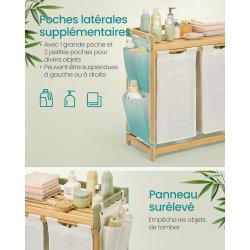 Vasket�jskurve med 2 rum - 2 vasket�jsposer - creme hvid