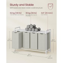 Vasket�jskurve med 4 rum - 4 vasket�jsposer - hvid